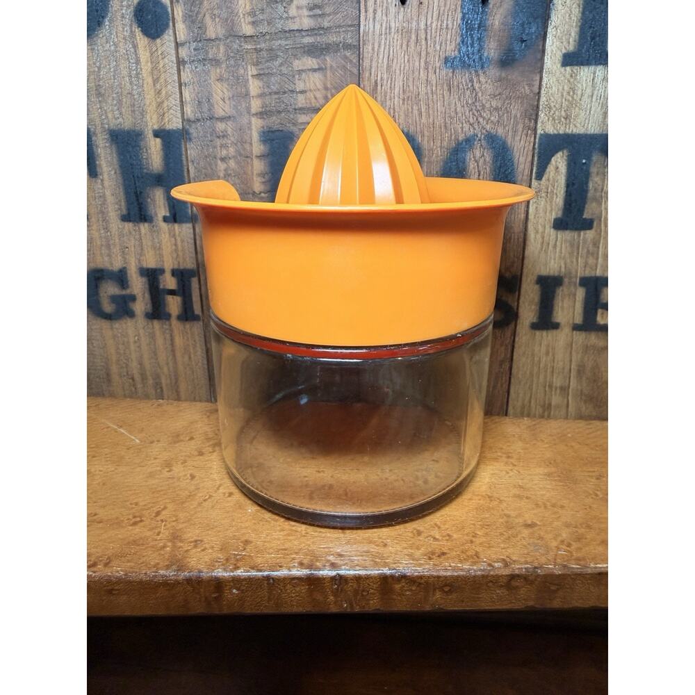 Vintage Gemco Juice Juicer Orange Lemon Citrus Reamer Squeezer Jar Glass 2-piece